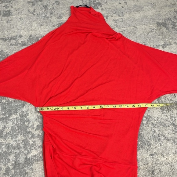 Proenza Schouler Paula Draped Jersey Turtleneck Maxi Dress Red Sheer Sz 12 - Picture 11 of 17